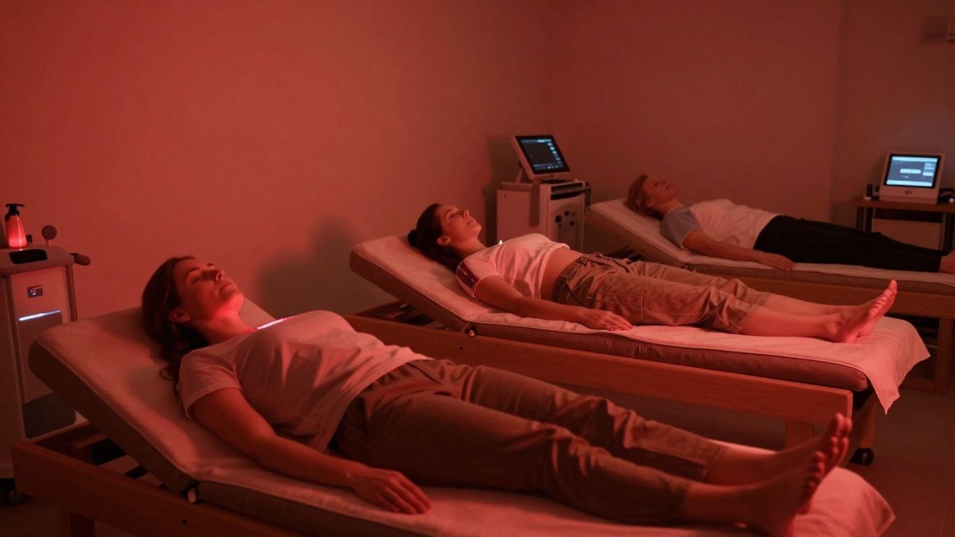 Red light therapy session in a wellness center.