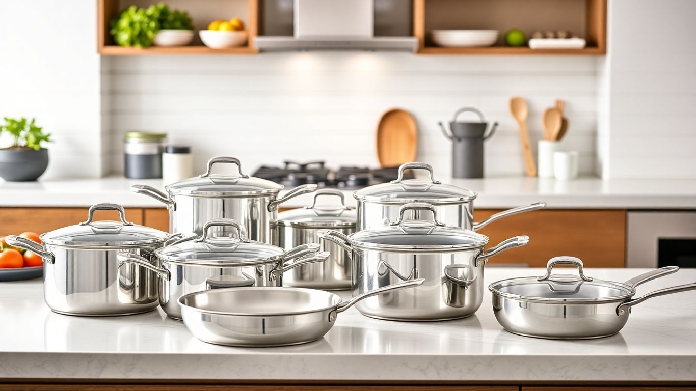 Jogos de panela Tramontina modernos em uma cozinha iluminada