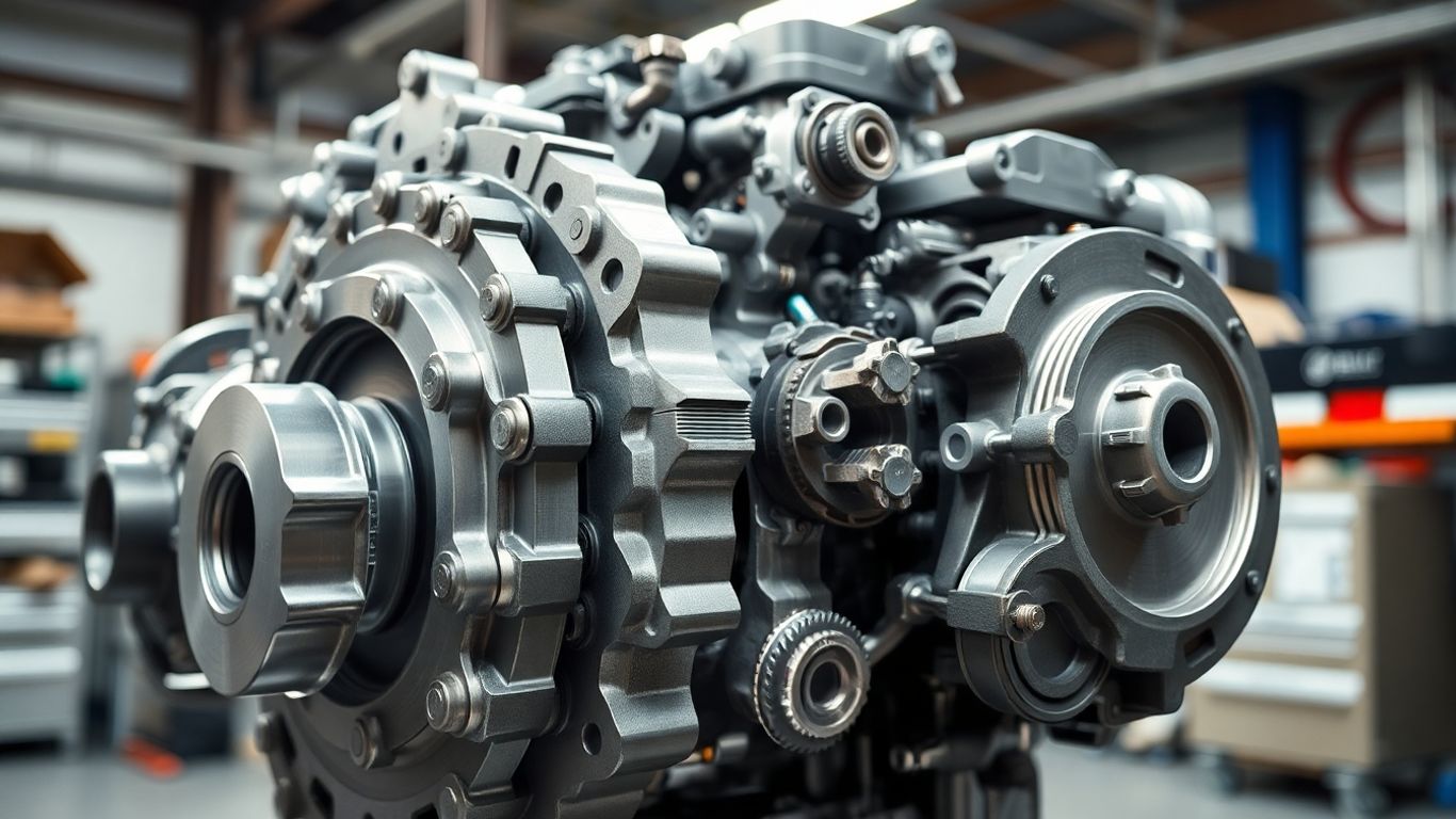 Automatic gearbox components and internal workings.