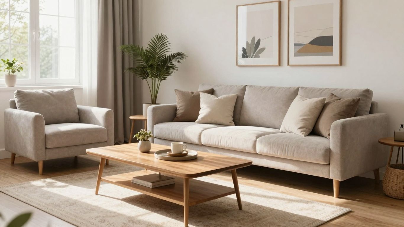 Modern living room furniture package for Airbnb.