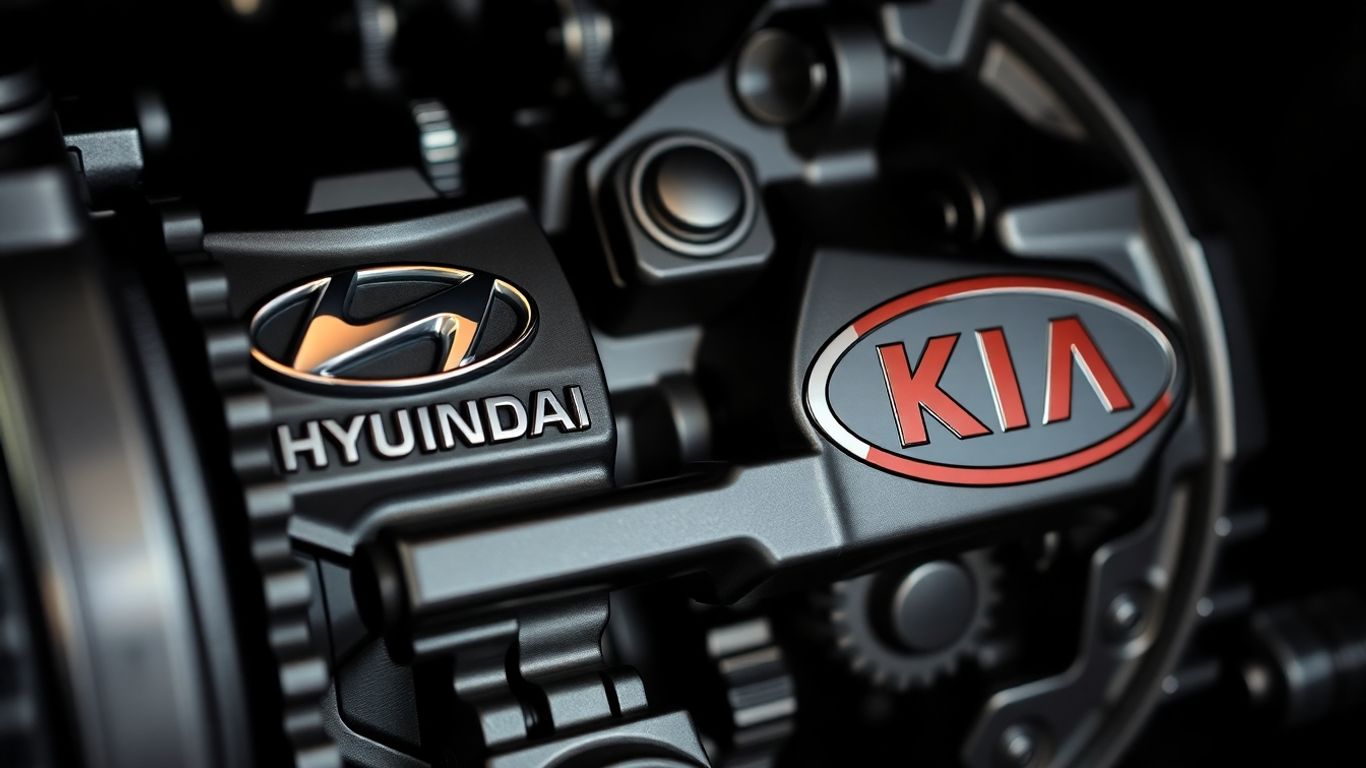Hyundai and Kia transmission parts with logos.