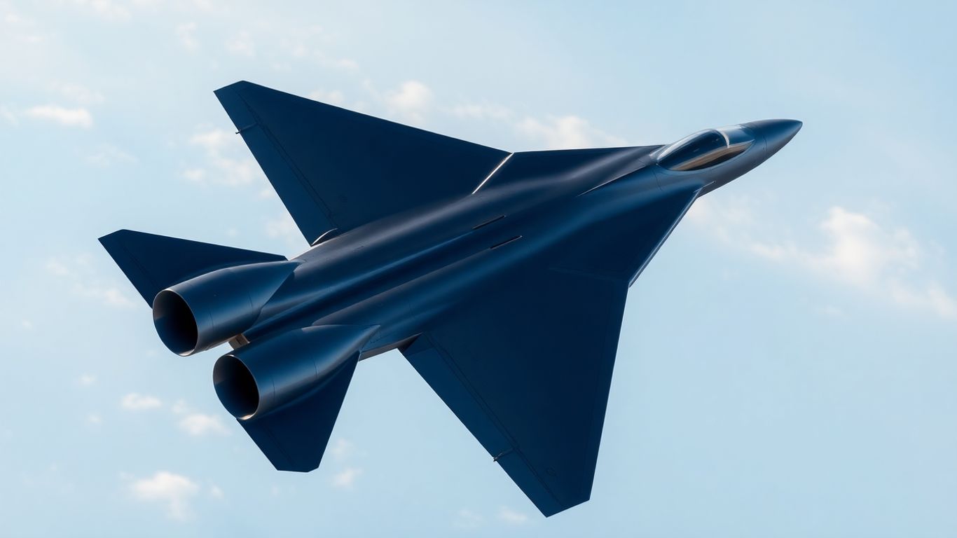 Boeing F32 jet soaring through the sky.