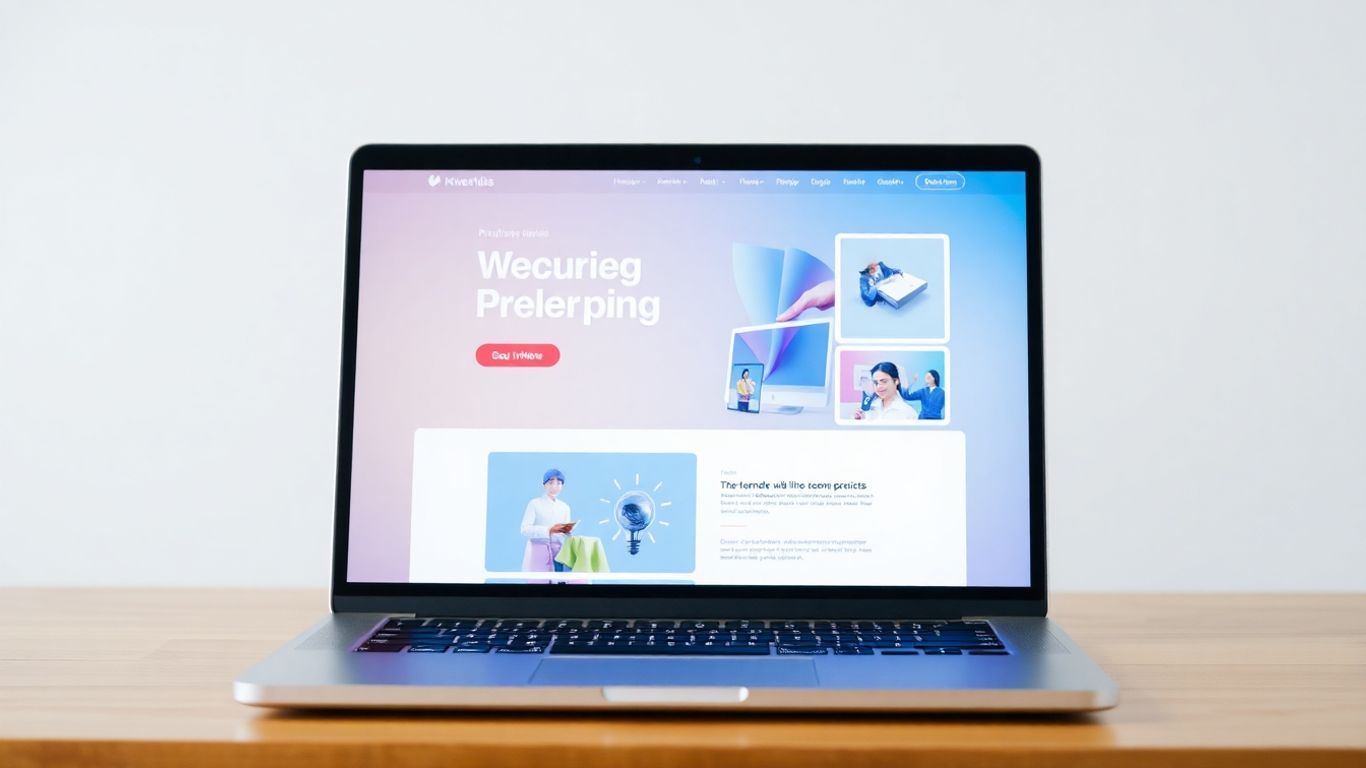 Modern website design on a laptop screen.