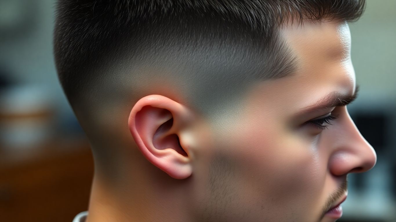 Man with a sharp, expertly blended fade haircut.