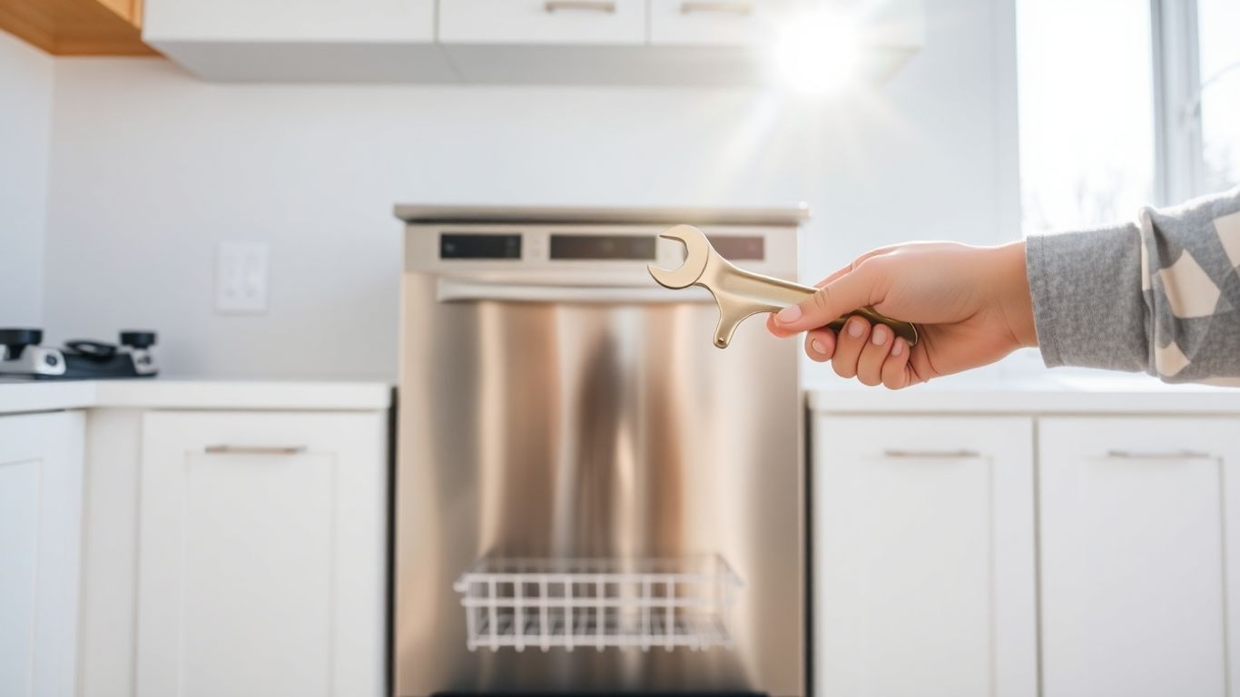 New dishwasher installation in a modern kitchen.