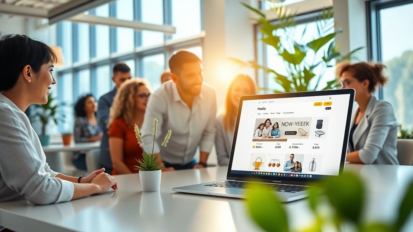 Team collaborating on custom e-commerce development