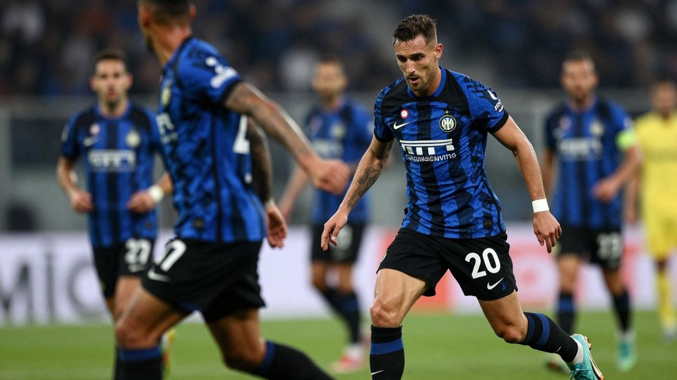 Inter Milan player in action on the pitch.