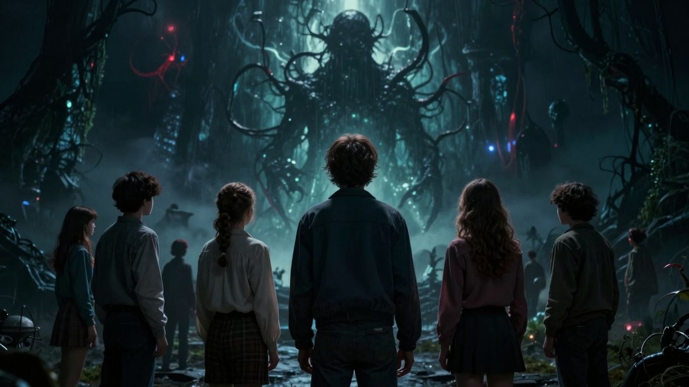 Stranger Things finale characters facing the Upside Down.