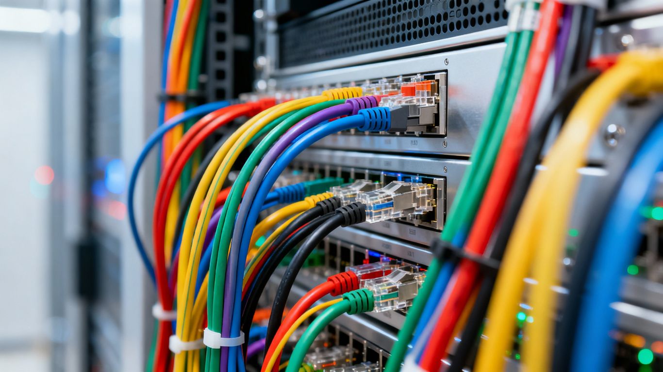 Miami network cables connected to a server rack.