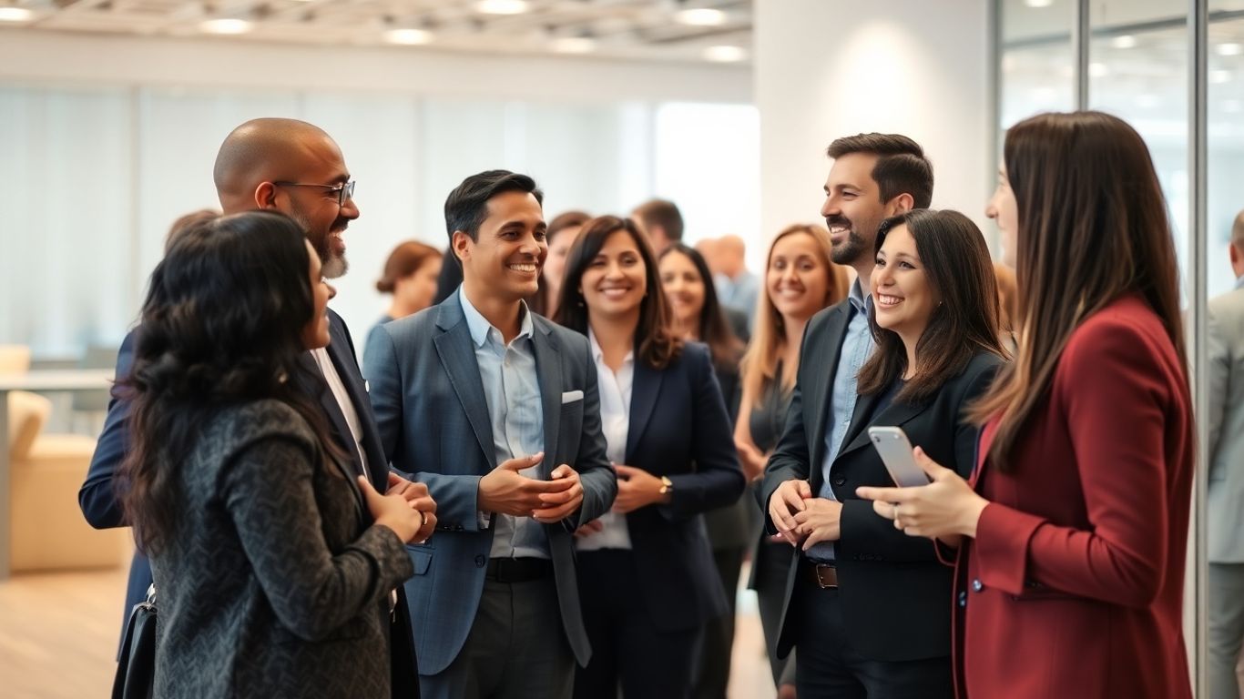 Menschen unterhalten sich bei einem Networking-Event.