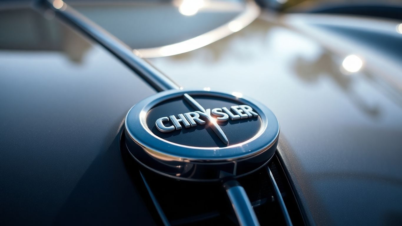 Genuine Chrysler parts emblem on car hood