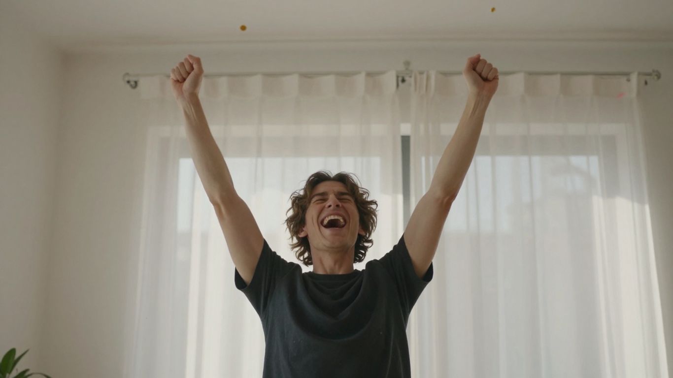 Person celebrating a small personal achievement.