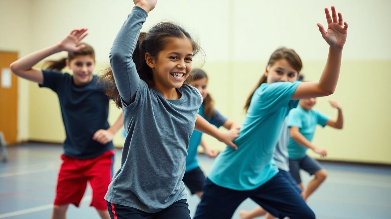 Sch&uuml;ler bei Fitness&uuml;bungen im Sportunterricht