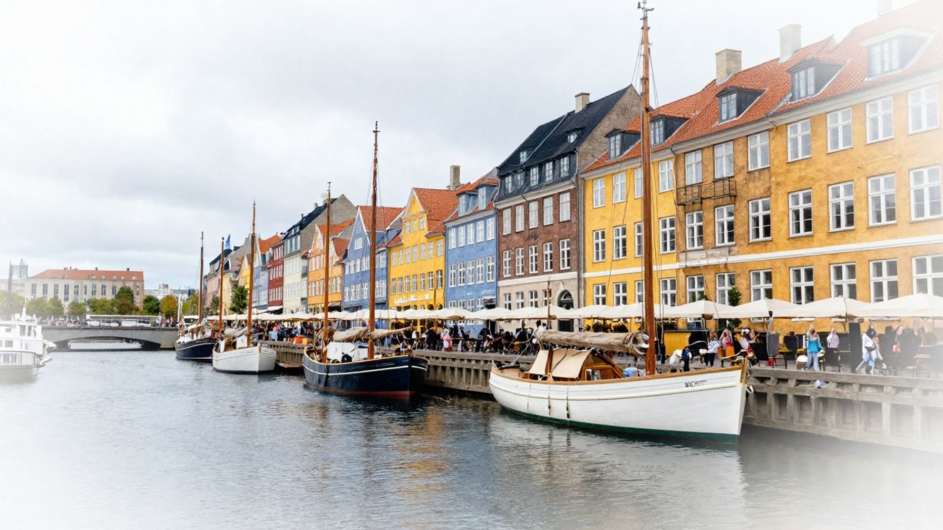Kolorowe kamienice nad kanałem Nyhavn w Kopenhadze.