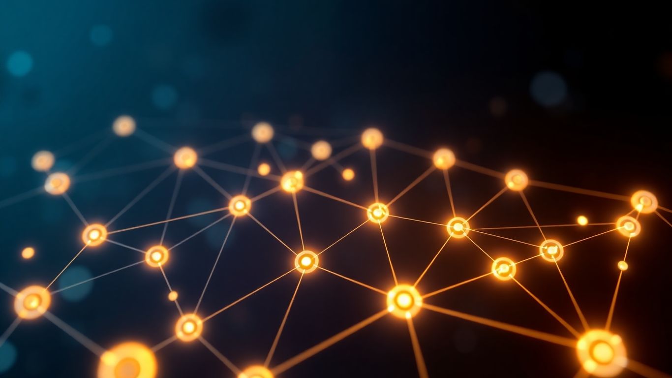 Interconnected AI agents in a futuristic network.