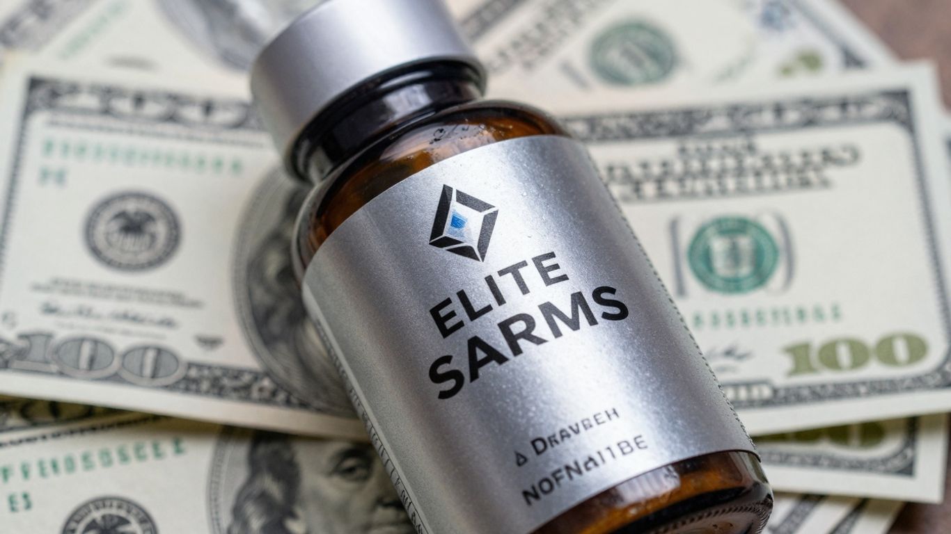 Elite SARMs discount code bottle with money