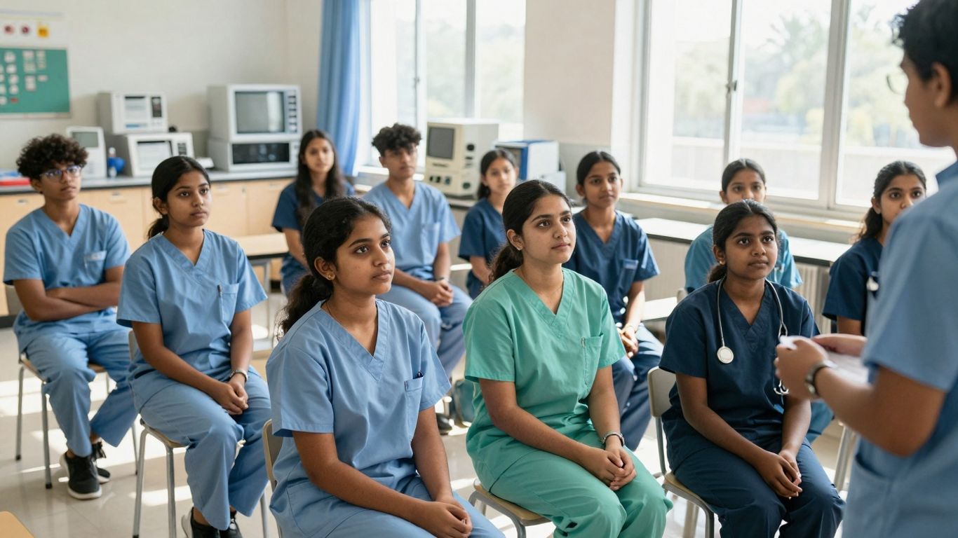 Students learning in a CNA classroom setting.