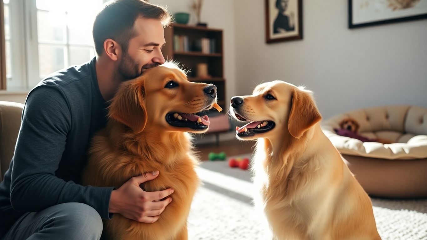 Owner rewards happy dog with a treat.