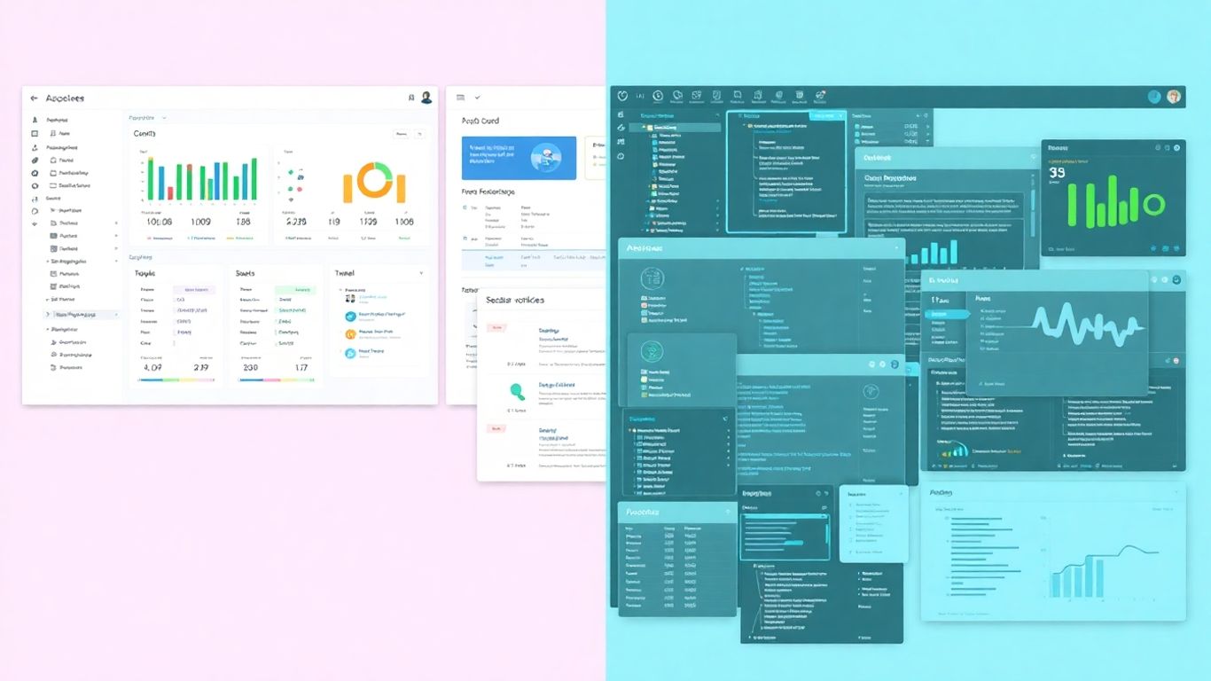 CRM 소프트웨어 비교: Leader 대 Zoho 인터페이스.