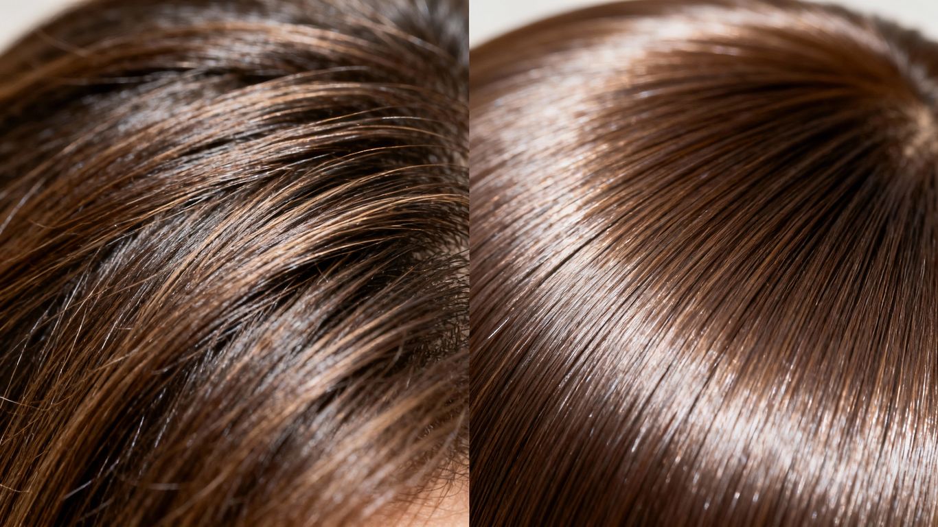 Human hair vs. synthetic hair texture comparison.