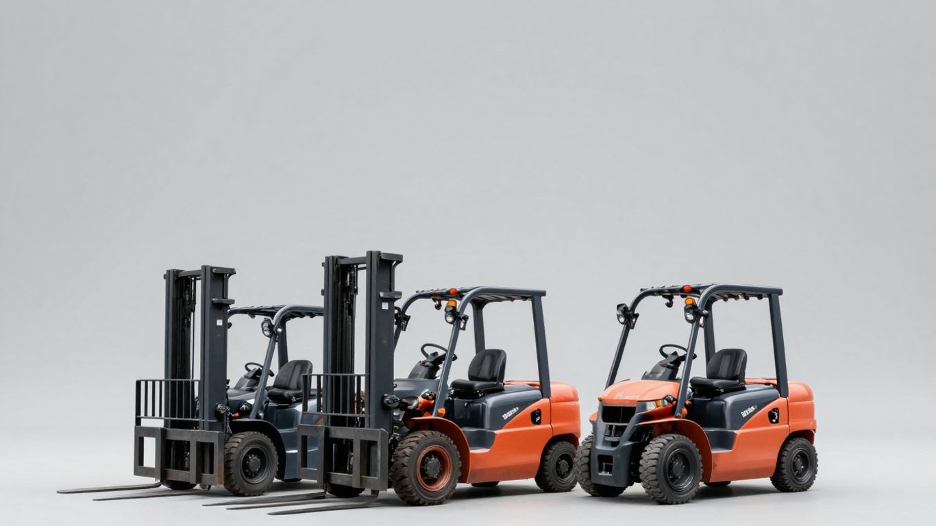 รถโฟล์คลิฟท์หลากหลายขนาดและประเภทในคลังสินค้า