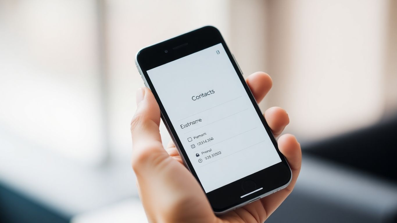 Contact information sample on a smartphone screen.