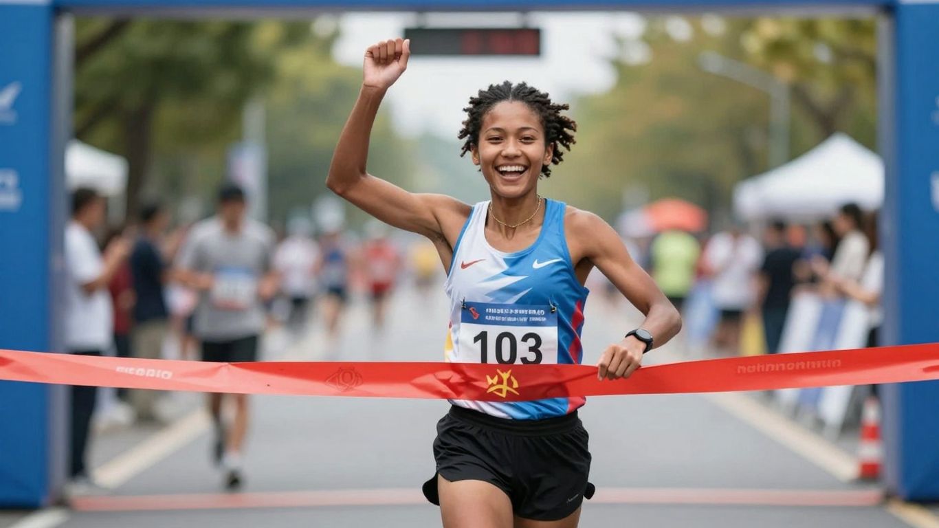 Person celebrating a small achievement with a smile.