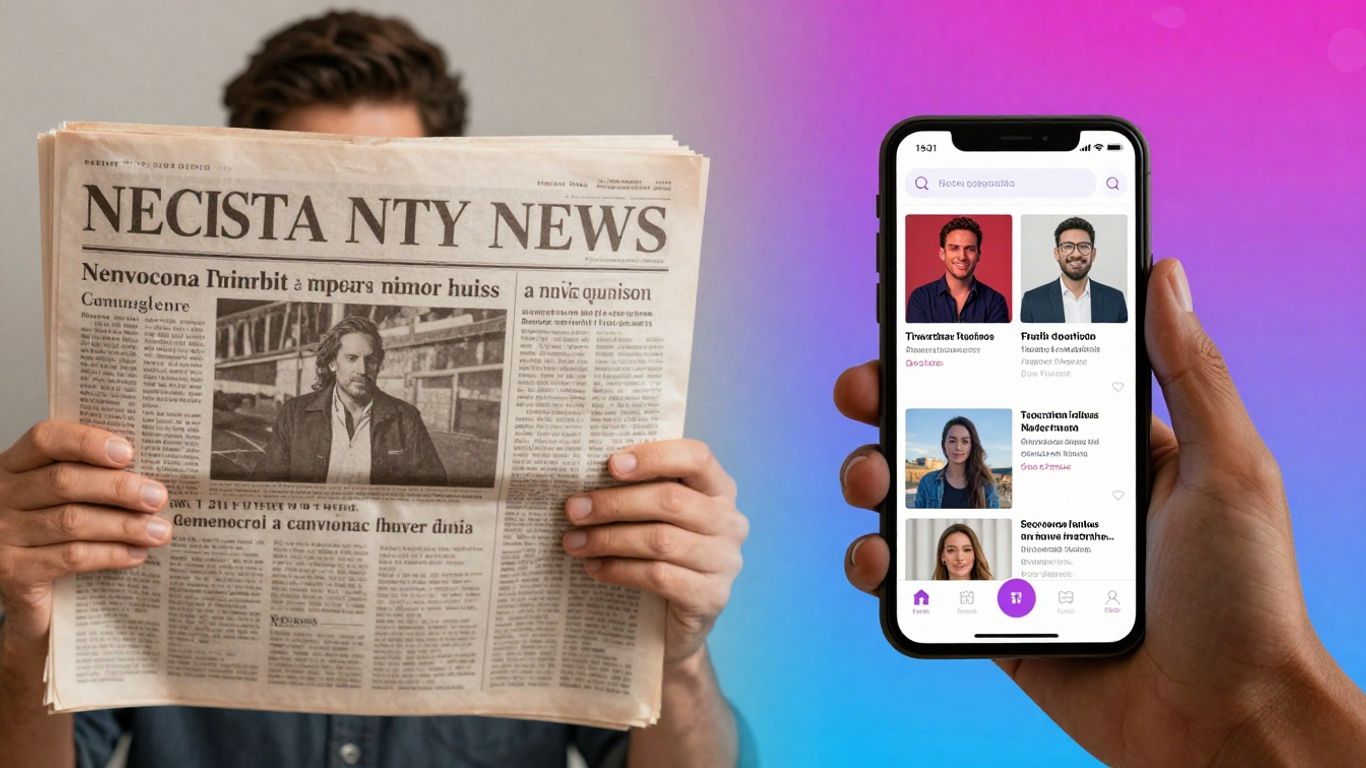Schimbarea consumului media de la ziar la smartphone.
