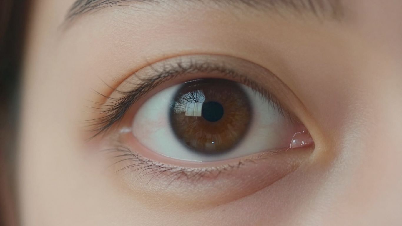 Close-up of a human eye with light reflections.