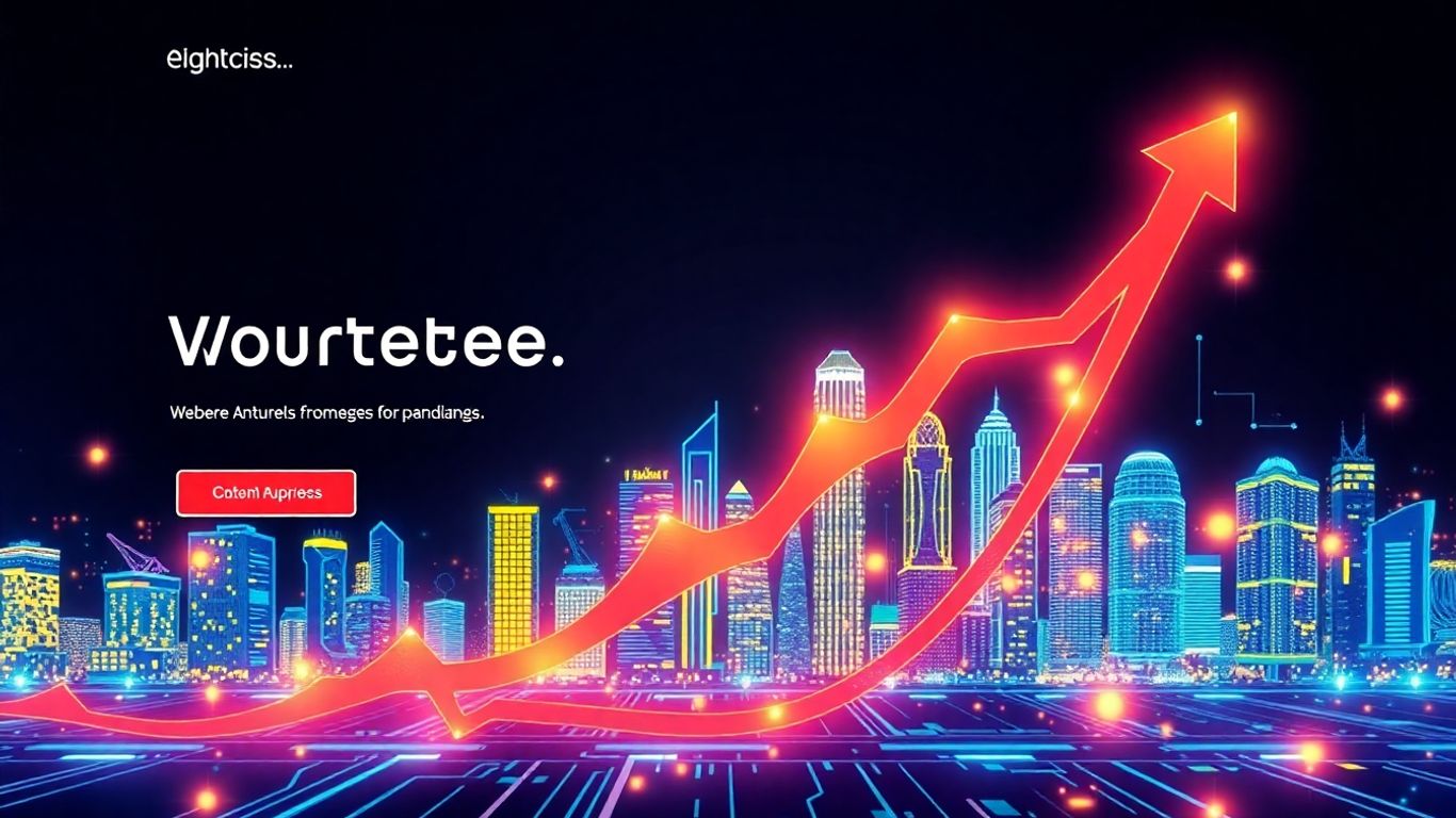 กราฟแท่งสีเขียวพุ่งขึ้นพร้อมไอคอนเว็บไซต์