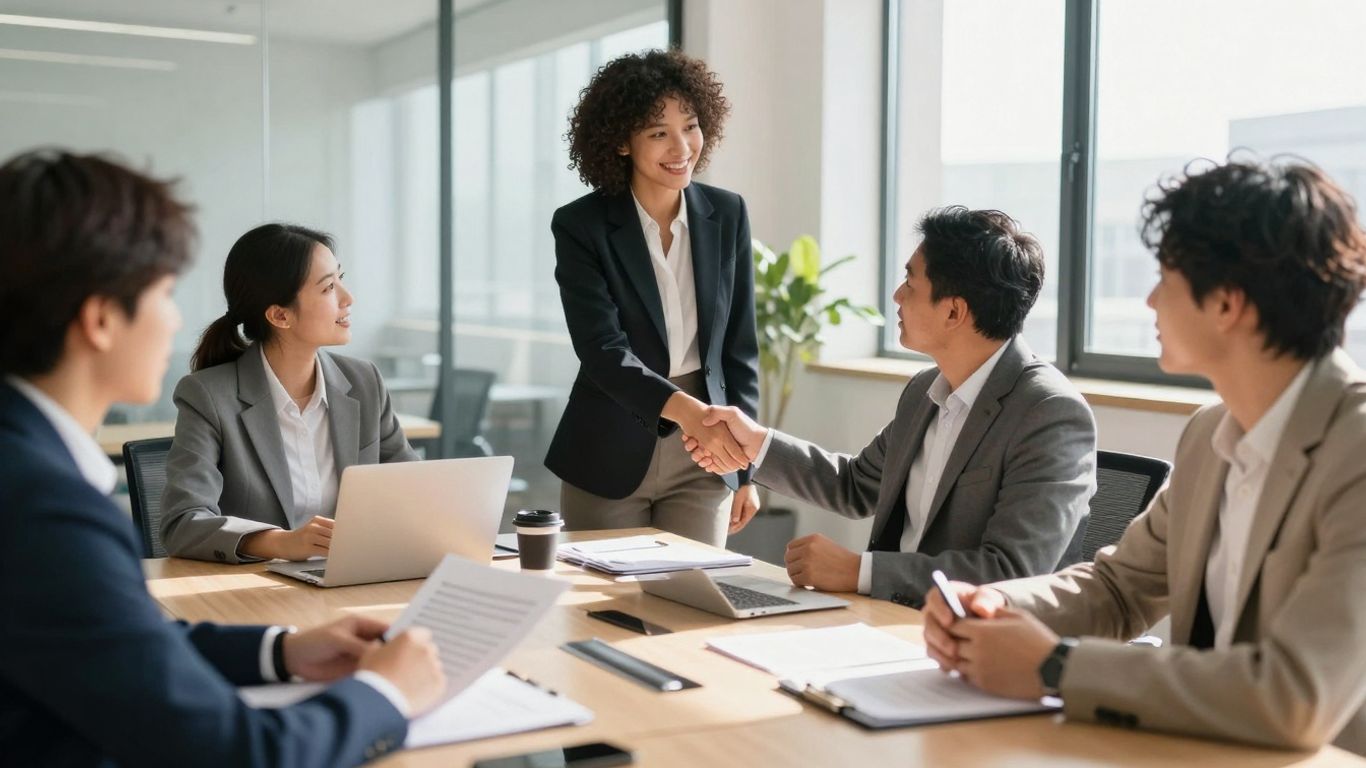 Expats discussing financial investments in Germany.