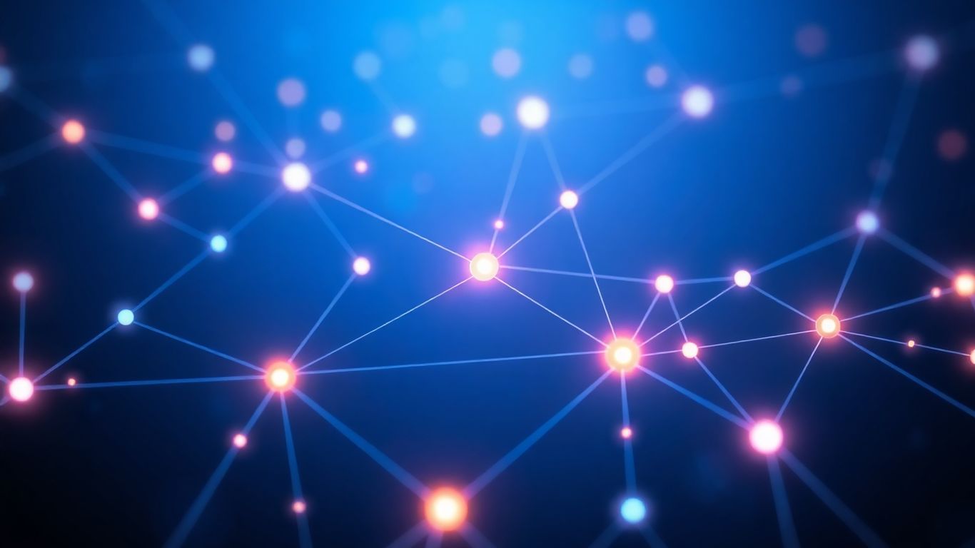 Glowing network lines connecting digital nodes