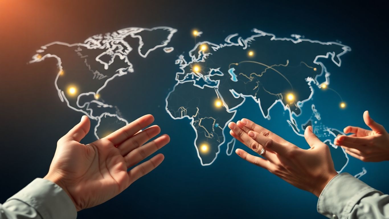 Global talent collaboration and outsourcing concept.