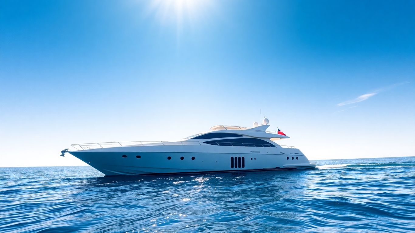 Luxurious yacht sailing on a calm blue sea.