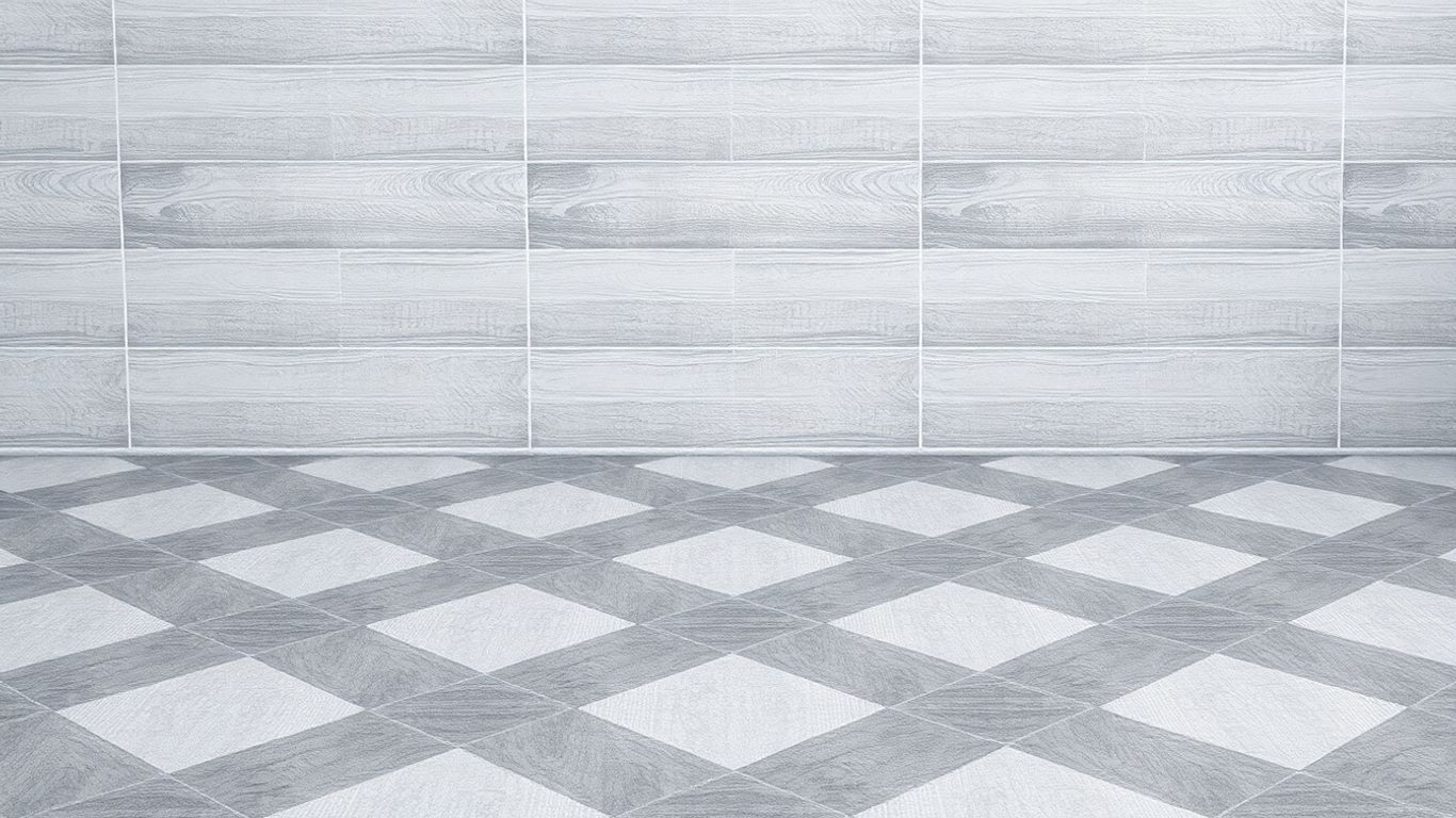 Linear grey tiles in a checkerboard pattern.
