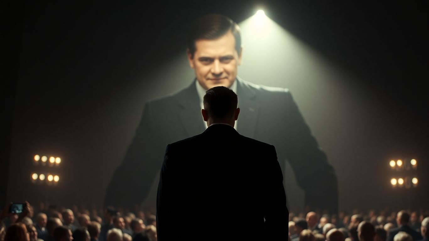 Lider politic manipulant imaginea sa în fața mulțimii.