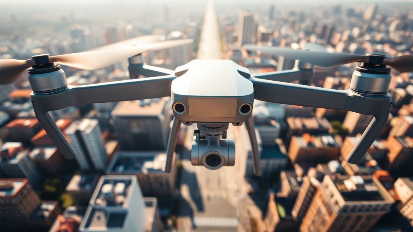 Drone che cattura una vista aerea della città.