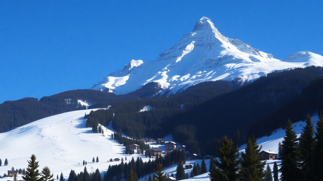 Grindelwald mit schneebedeckten Bergen und Skipisten