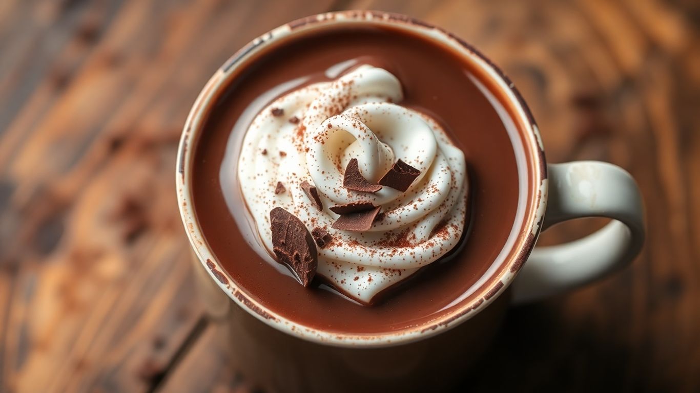 Cremige heiße Schokolade mit Sahne und Schokostreuseln