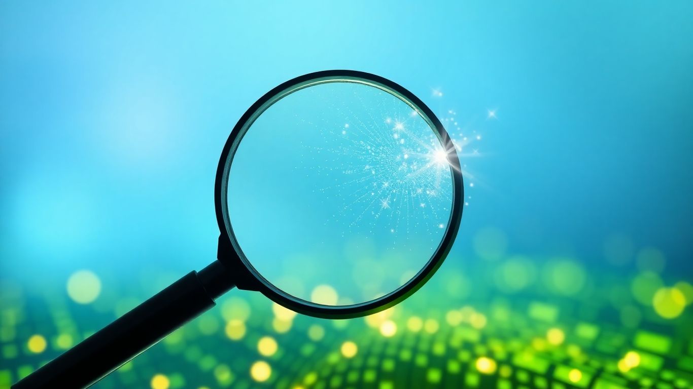 Magnifying glass over digital data