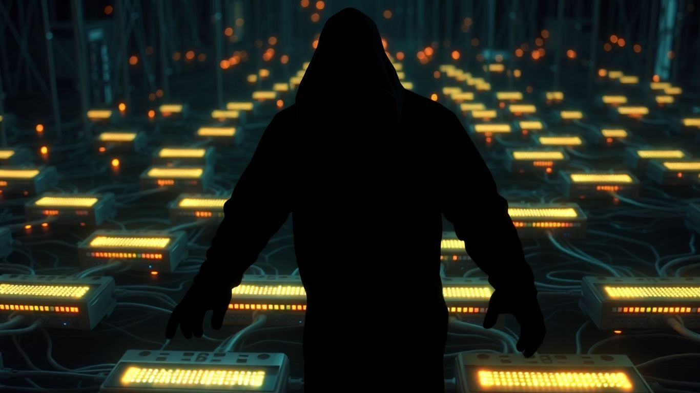 Botnet infecting network routers, digital threat.
