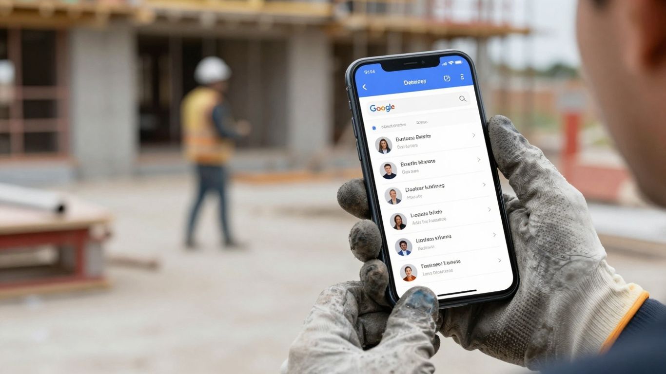 Contractor using phone for Google Local Services Ads.