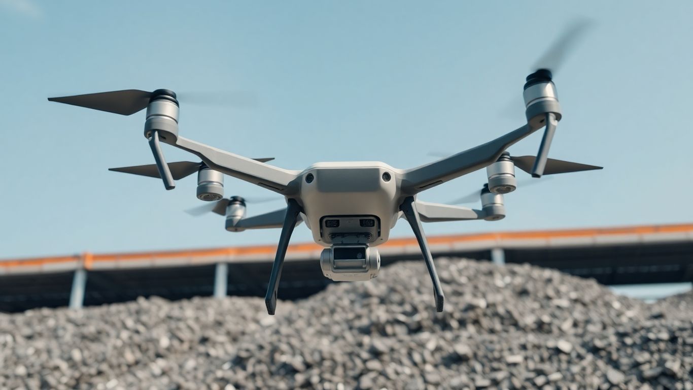Drone measuring industrial stockpile volume