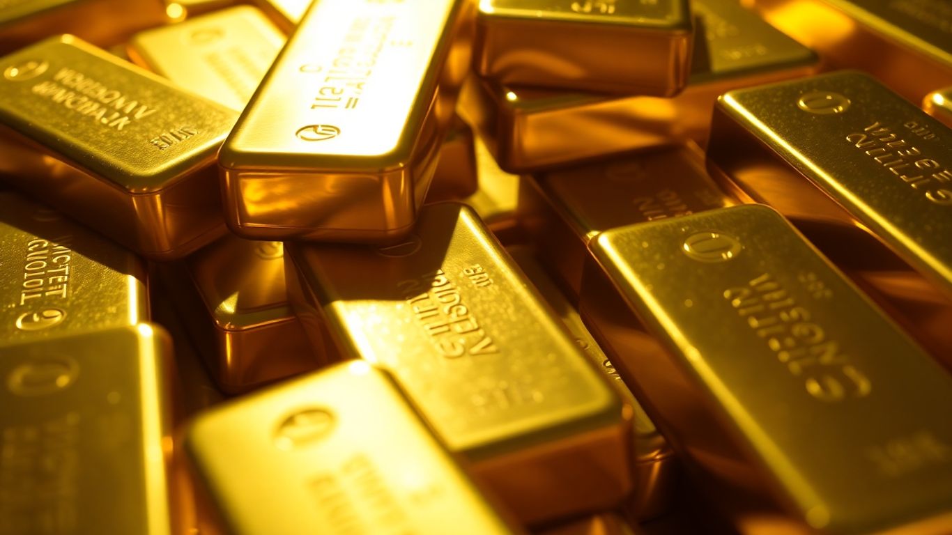 金条在戏剧性的灯光下闪闪发光。