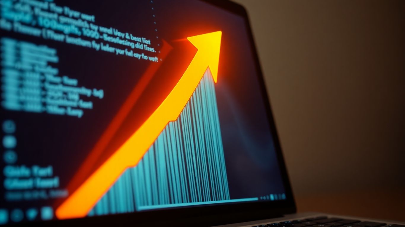 Upward arrow from computer screen