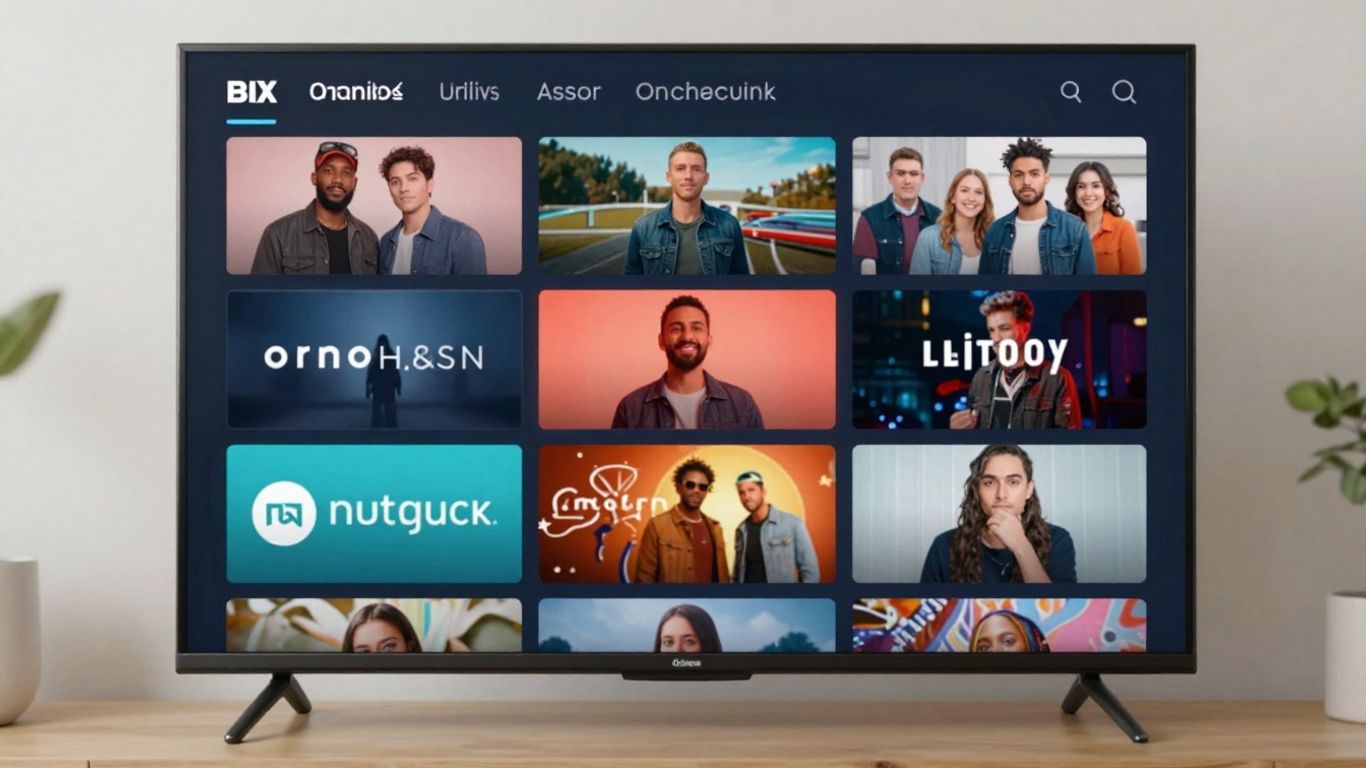 Modern TV screen displaying vibrant streaming content.