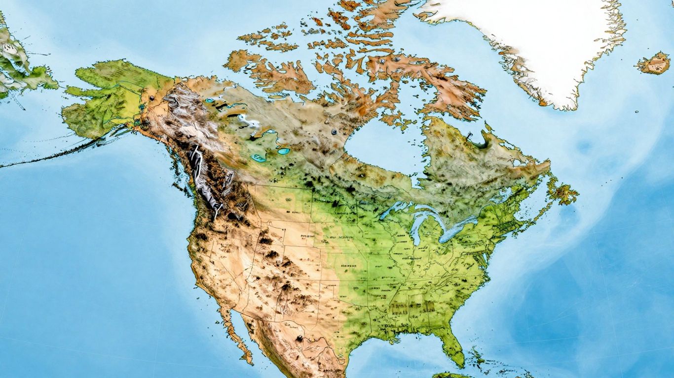 Mapa político de América del Norte con influencia española.