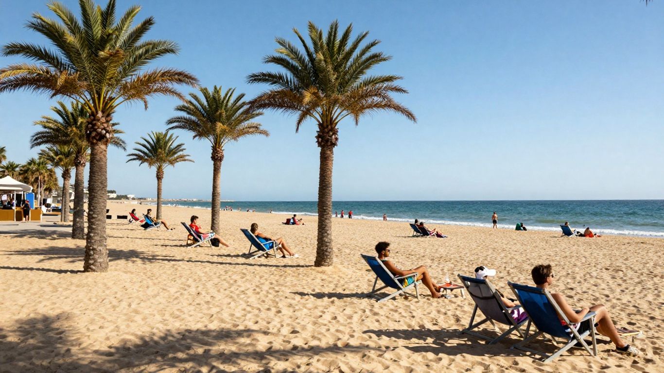 Zomerse sfeer aan zee met muziek en ontspanning.