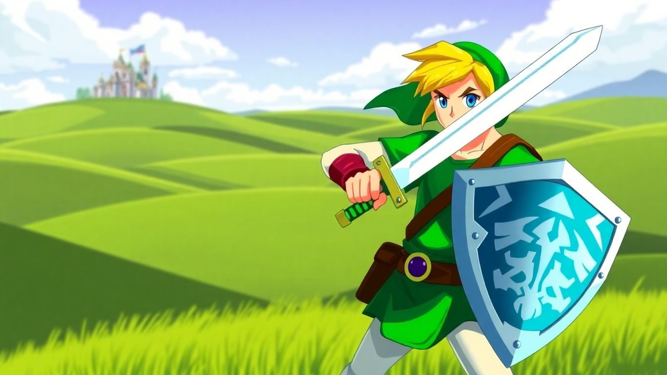 Link from Ocarina of Time 3D with Master Sword.