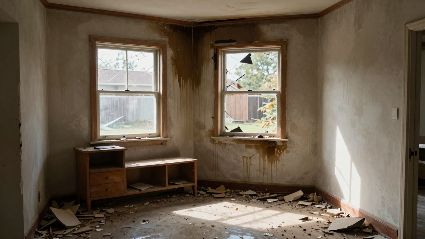 Casa dañada por siniestro, inhabitabilidad del hogar.